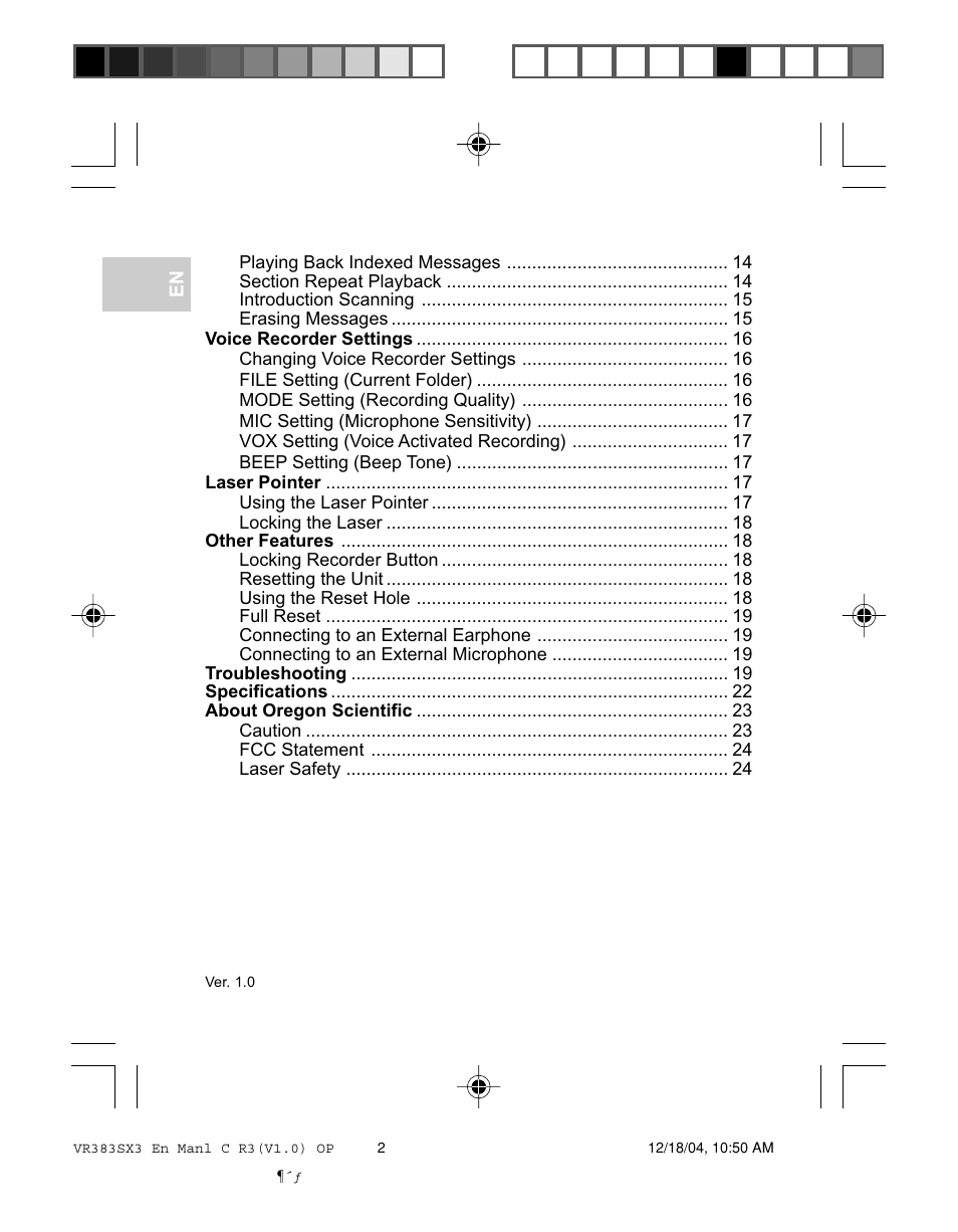 Oregon VR383SX3 User Manual | Page 3 / 28