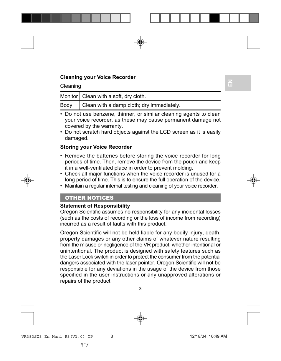 Oregon VR383SX3 User Manual | Page 6 / 28