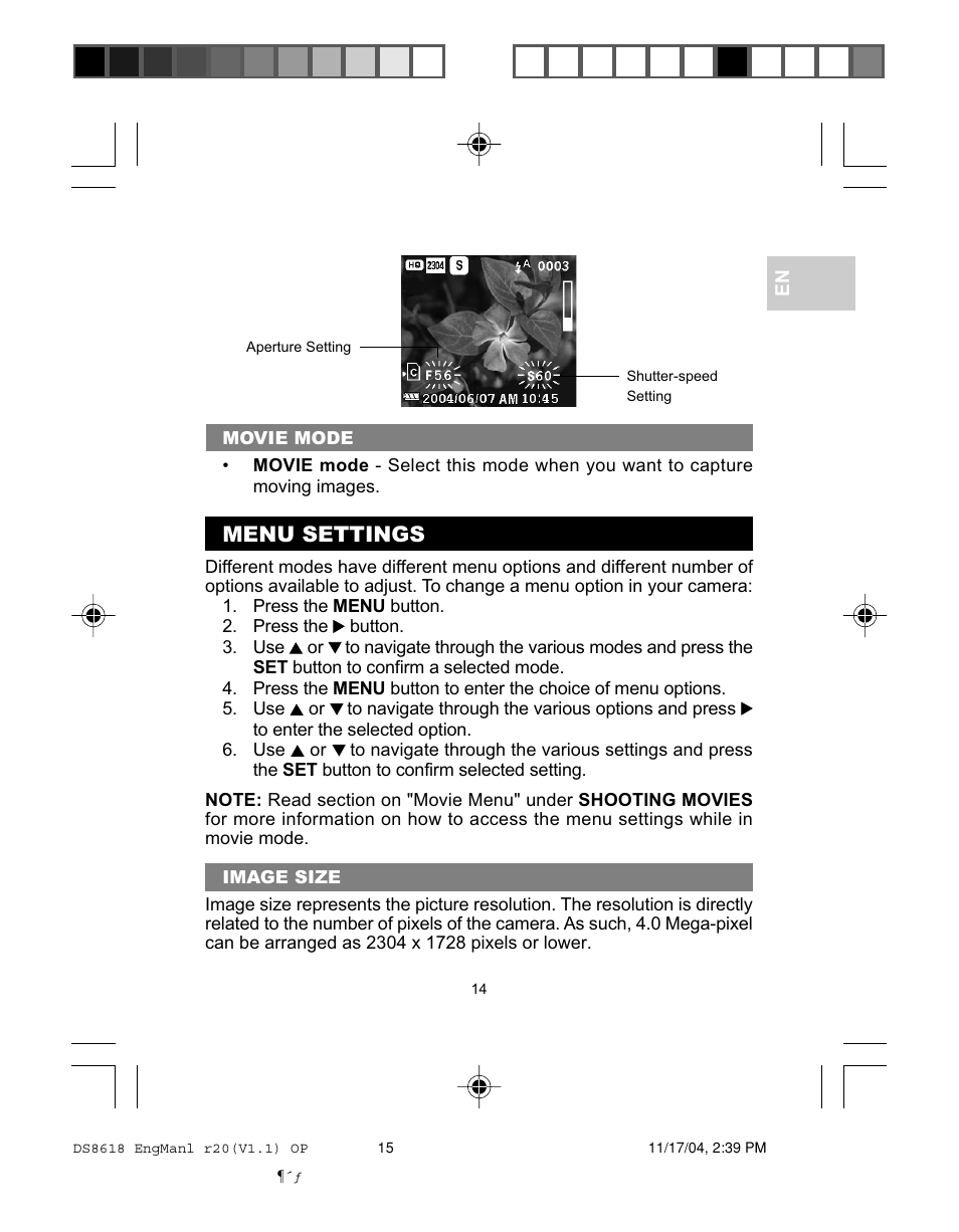 Menu settings | Oregon DS8618 User Manual | Page 18 / 47