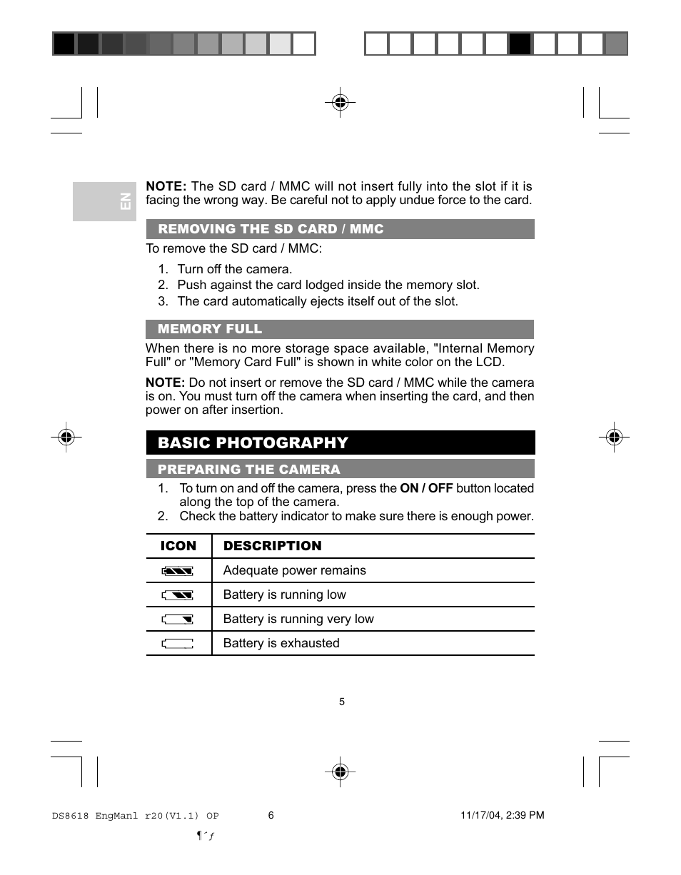 Basic photography | Oregon DS8618 User Manual | Page 9 / 47