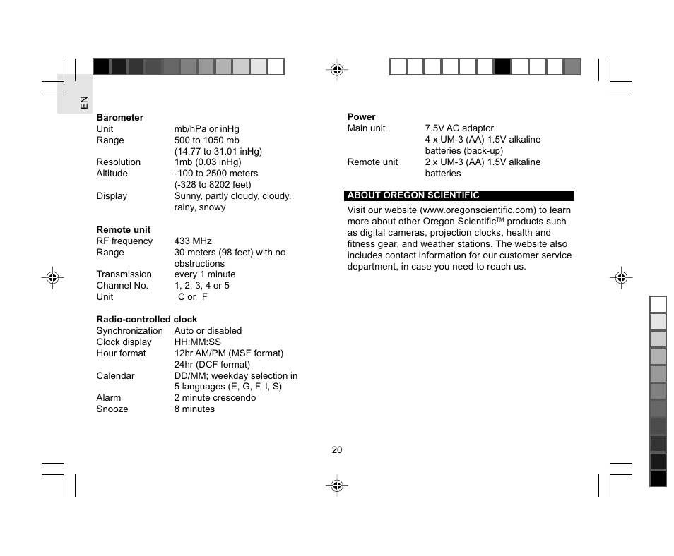 Oregon AWS888 User Manual | Page 20 / 21