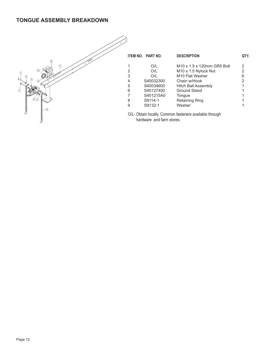Tongue assembly breakdown | Oregon Vertical/Horizontal 22 Ton Log Splitter S402022H0/S402022K0 User Manual | Page 14 / 20