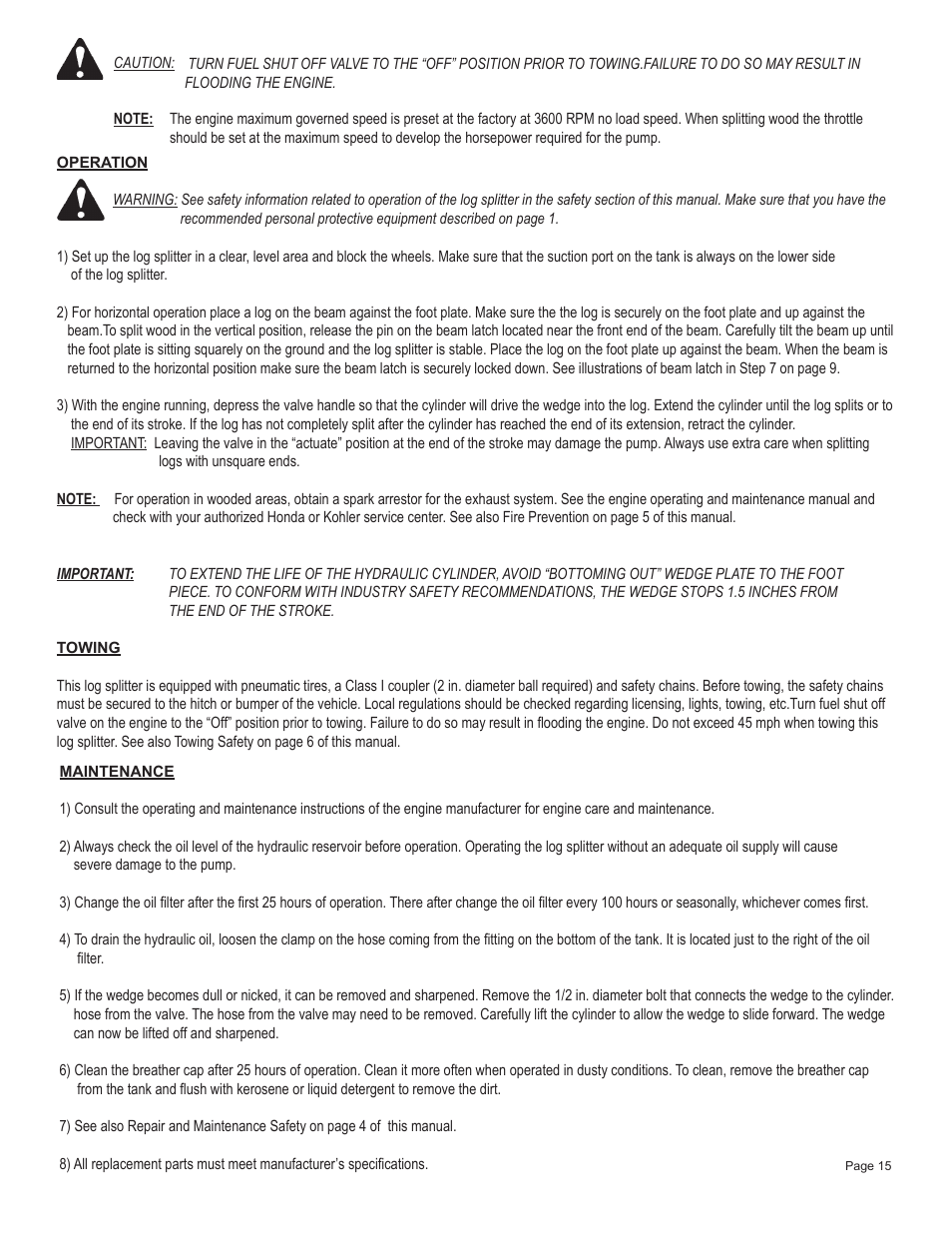 Oregon Vertical/Horizontal 22 Ton Log Splitter S402022H0/S402022K0 User Manual | Page 17 / 20