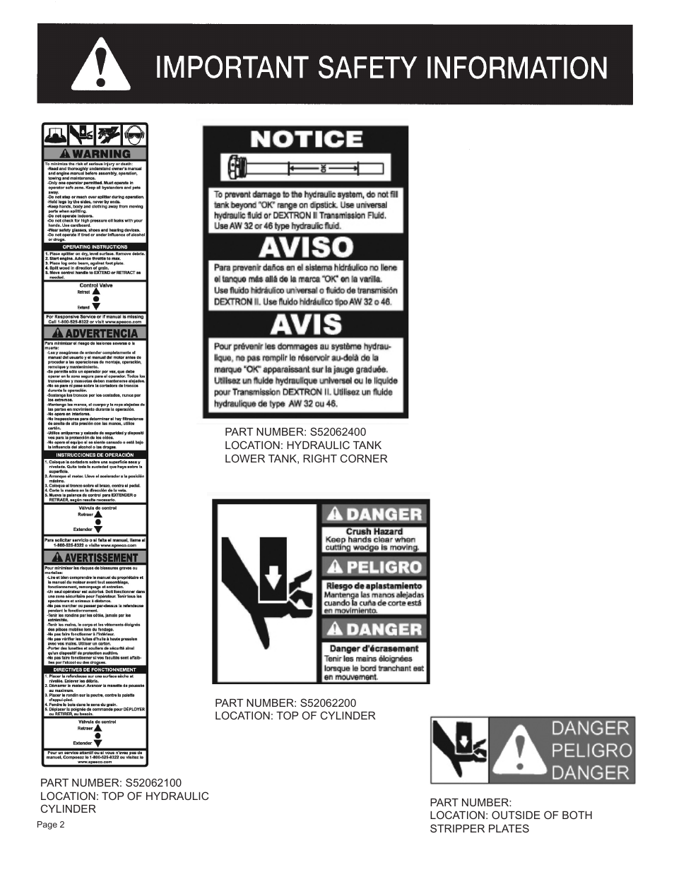 Oregon Vertical/Horizontal 22 Ton Log Splitter S402022H0/S402022K0 User Manual | Page 4 / 20
