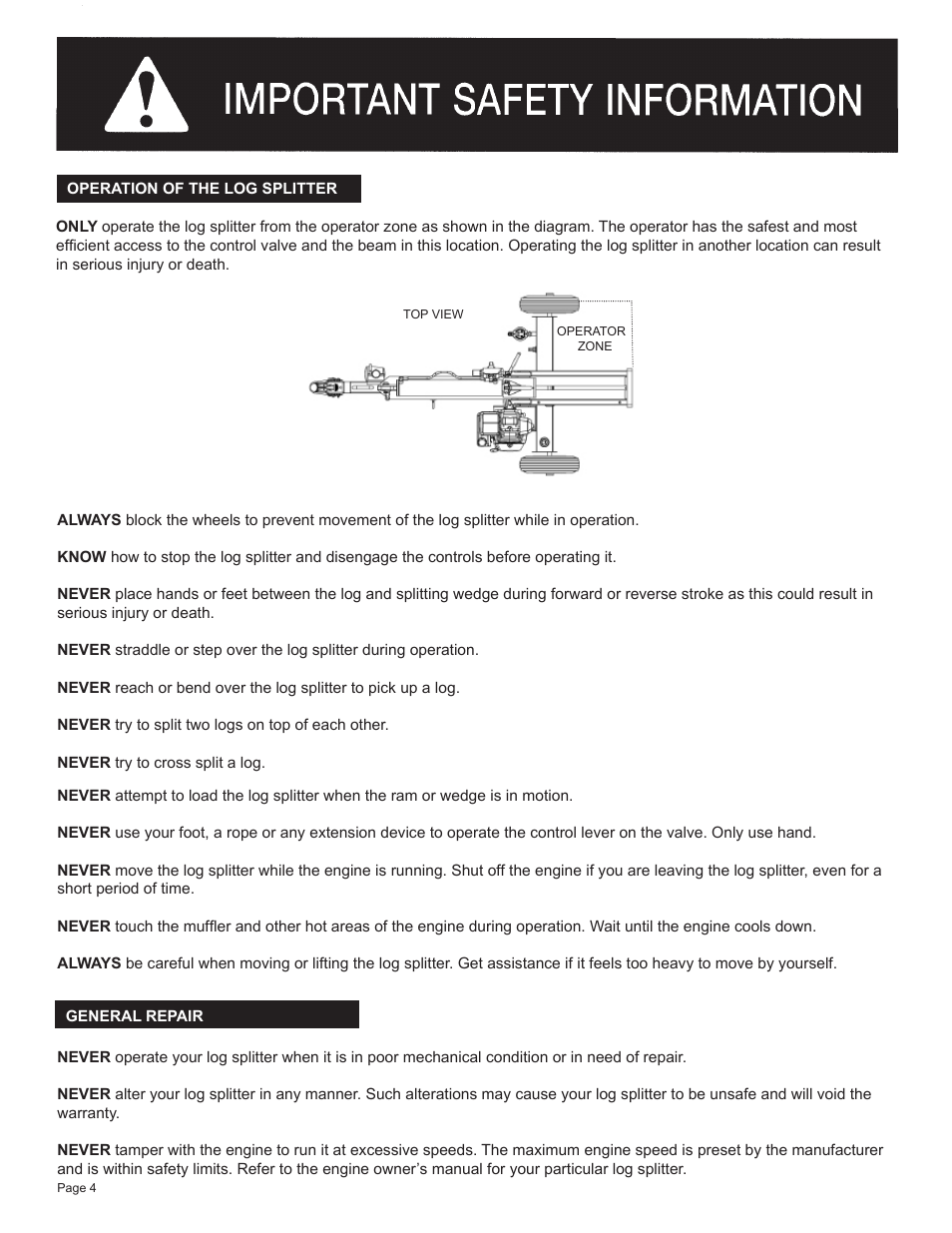 Oregon Vertical/Horizontal 22 Ton Log Splitter S402022H0/S402022K0 User Manual | Page 6 / 20
