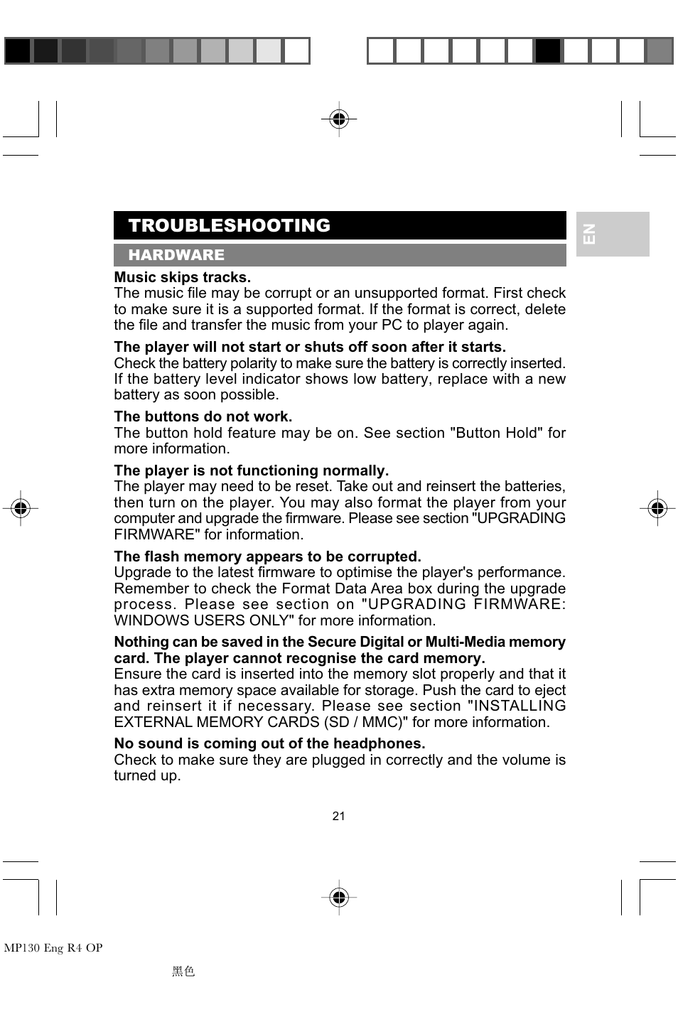 Troubleshooting | Oregon MP 130 User Manual | Page 24 / 29