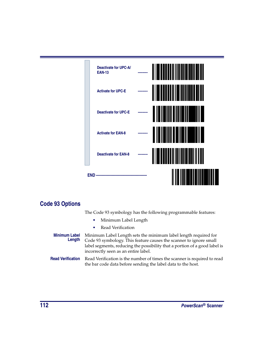 Code 93 options | Oregon PowerScan Handheld Laser Scanner User Manual | Page 118 / 156
