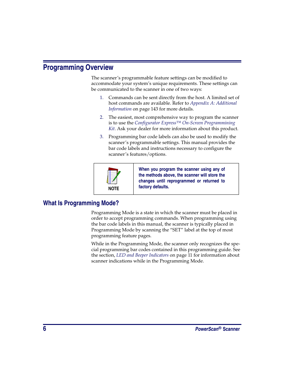 Programming overview, What is programming mode | Oregon PowerScan Handheld Laser Scanner User Manual | Page 12 / 156