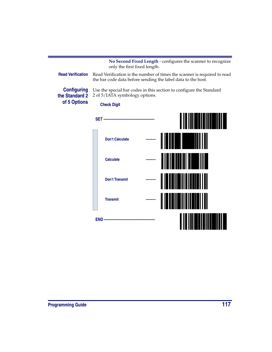 Configuring the standard 2 of 5 options | Oregon PowerScan Handheld Laser Scanner User Manual | Page 123 / 156