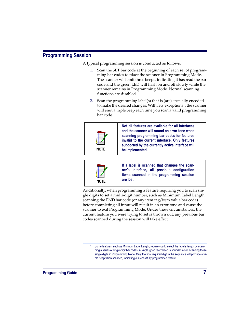 Programming session, 7programming session | Oregon PowerScan Handheld Laser Scanner User Manual | Page 13 / 156