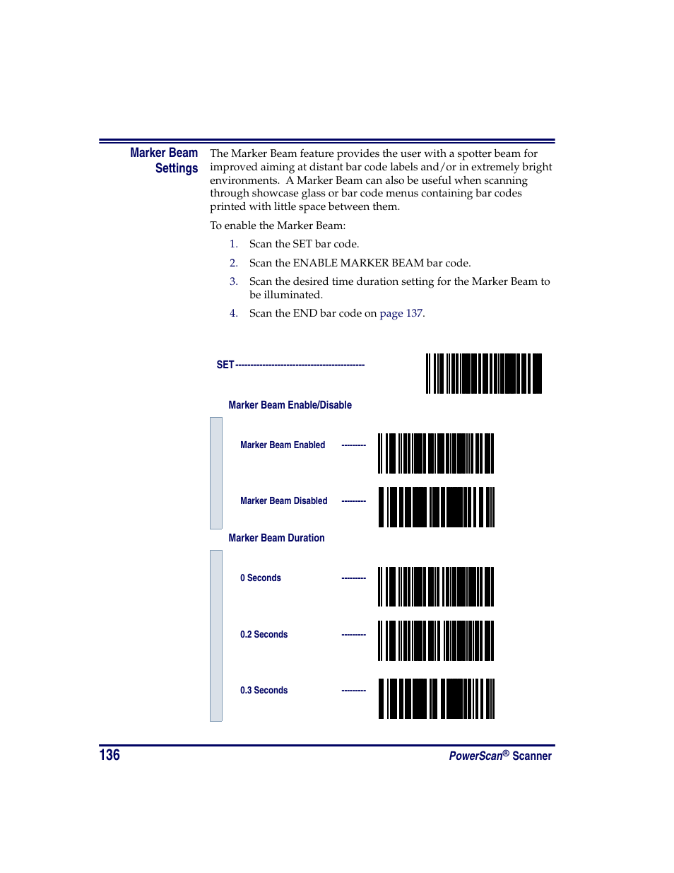 Marker beam settings | Oregon PowerScan Handheld Laser Scanner User Manual | Page 142 / 156