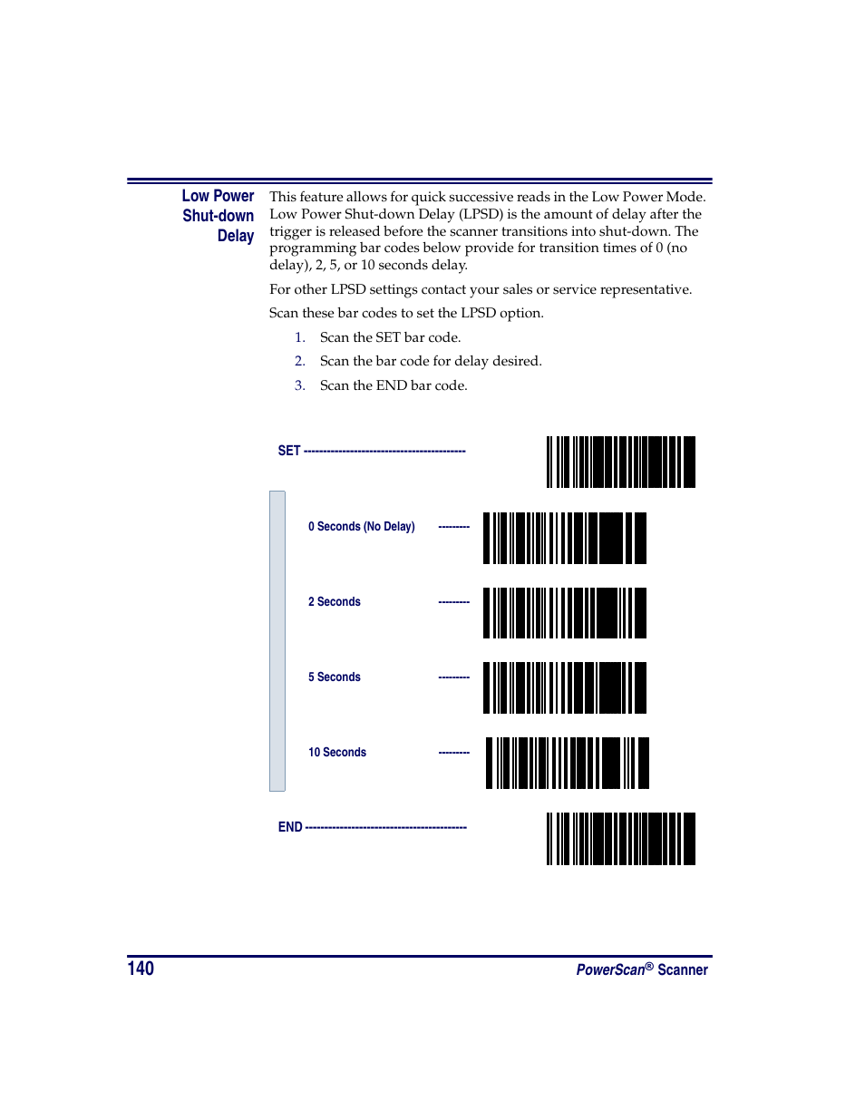 Low power shut-down delay | Oregon PowerScan Handheld Laser Scanner User Manual | Page 146 / 156