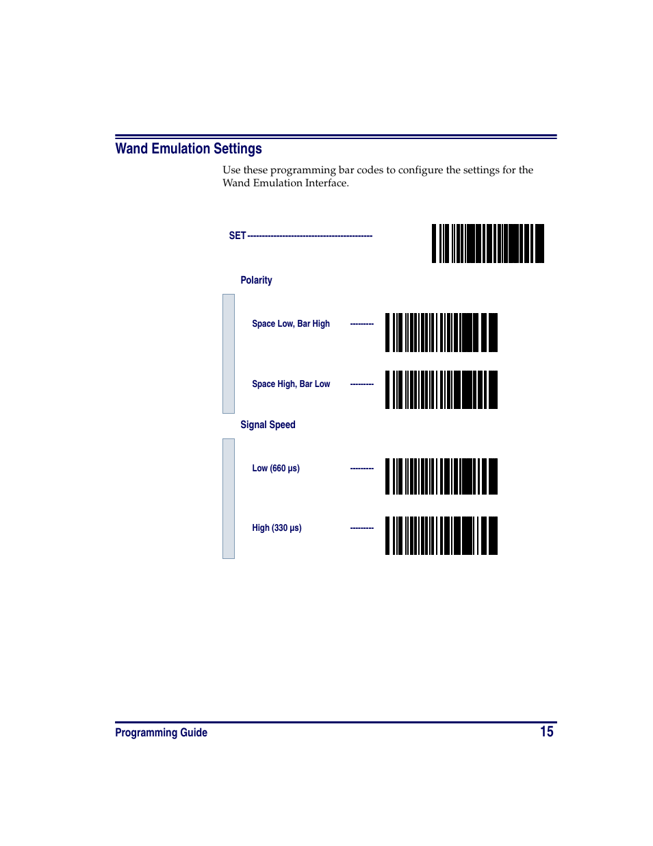 Wand emulation settings, 15 wand emulation settings | Oregon PowerScan Handheld Laser Scanner User Manual | Page 21 / 156