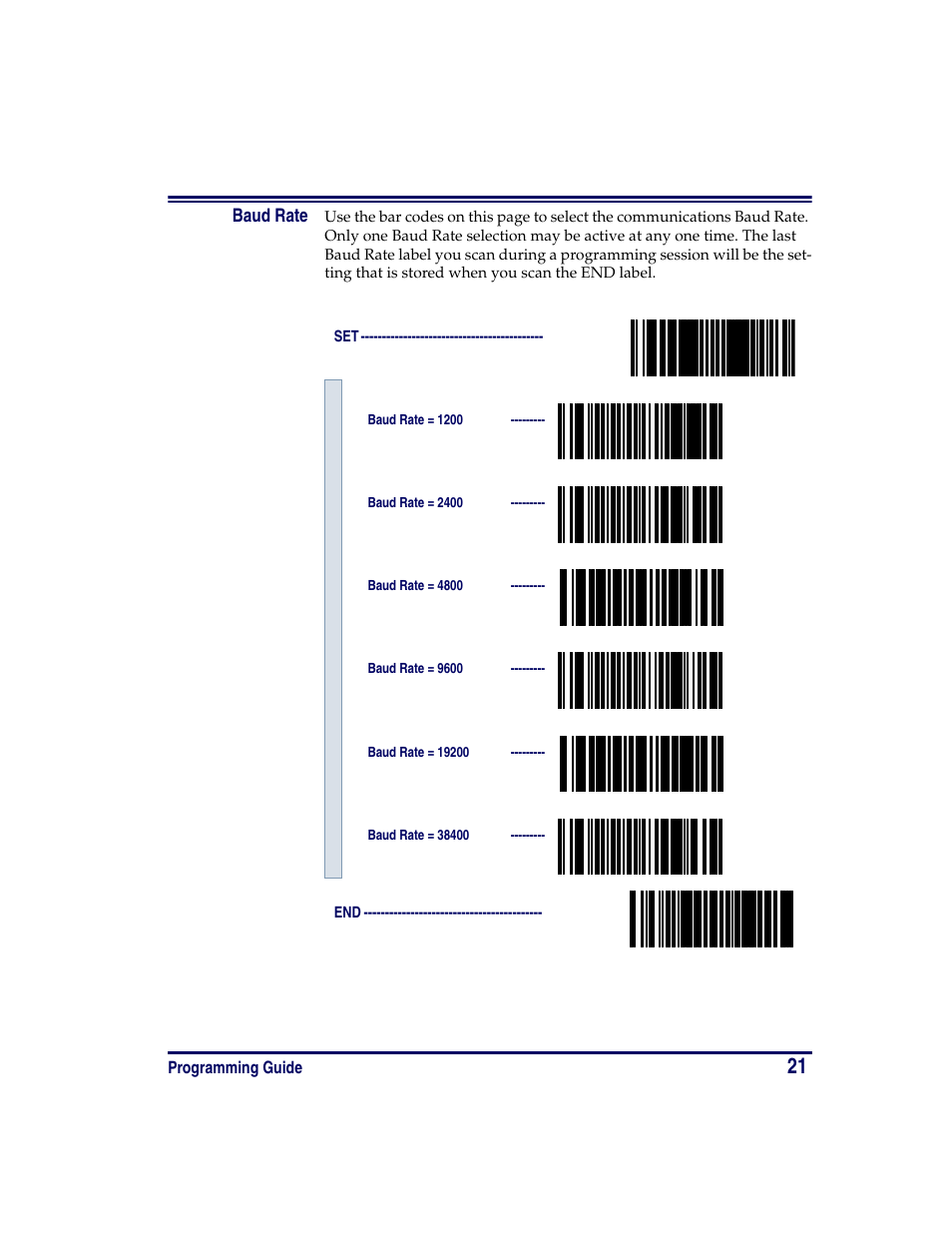 Baud rate | Oregon PowerScan Handheld Laser Scanner User Manual | Page 27 / 156