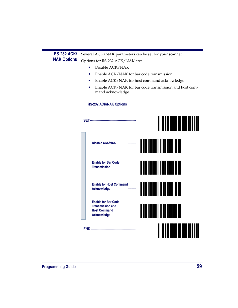 Rs-232 ack/ nak options, Rs-232 ack/nak options | Oregon PowerScan Handheld Laser Scanner User Manual | Page 35 / 156