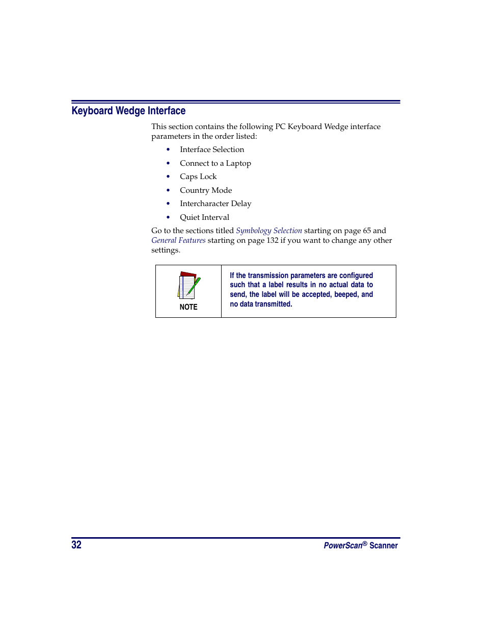 Keyboard wedge interface | Oregon PowerScan Handheld Laser Scanner User Manual | Page 38 / 156