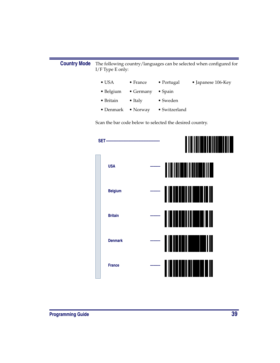 Country mode | Oregon PowerScan Handheld Laser Scanner User Manual | Page 45 / 156