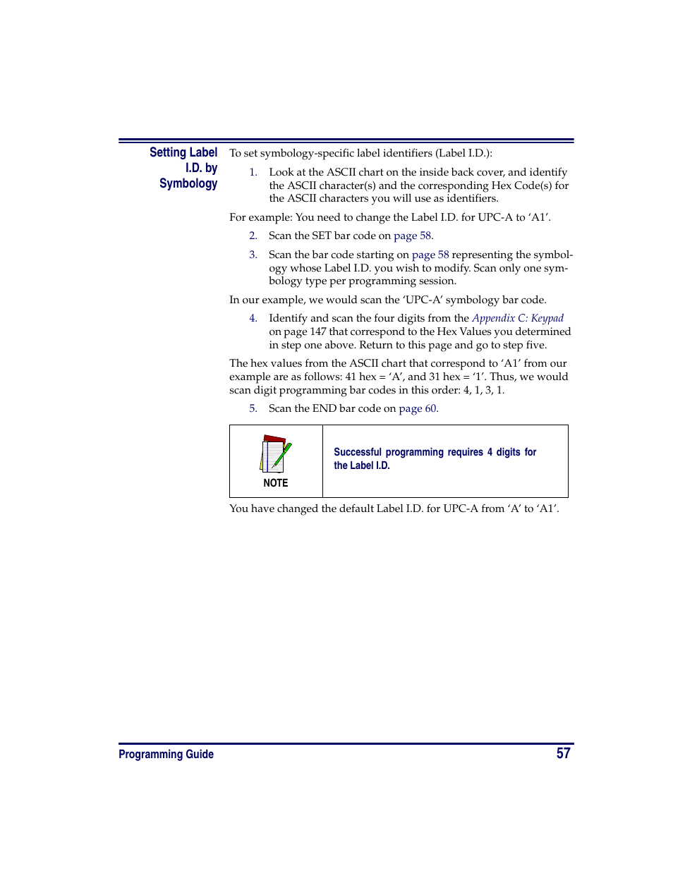 Setting label i.d. by symbology | Oregon PowerScan Handheld Laser Scanner User Manual | Page 63 / 156