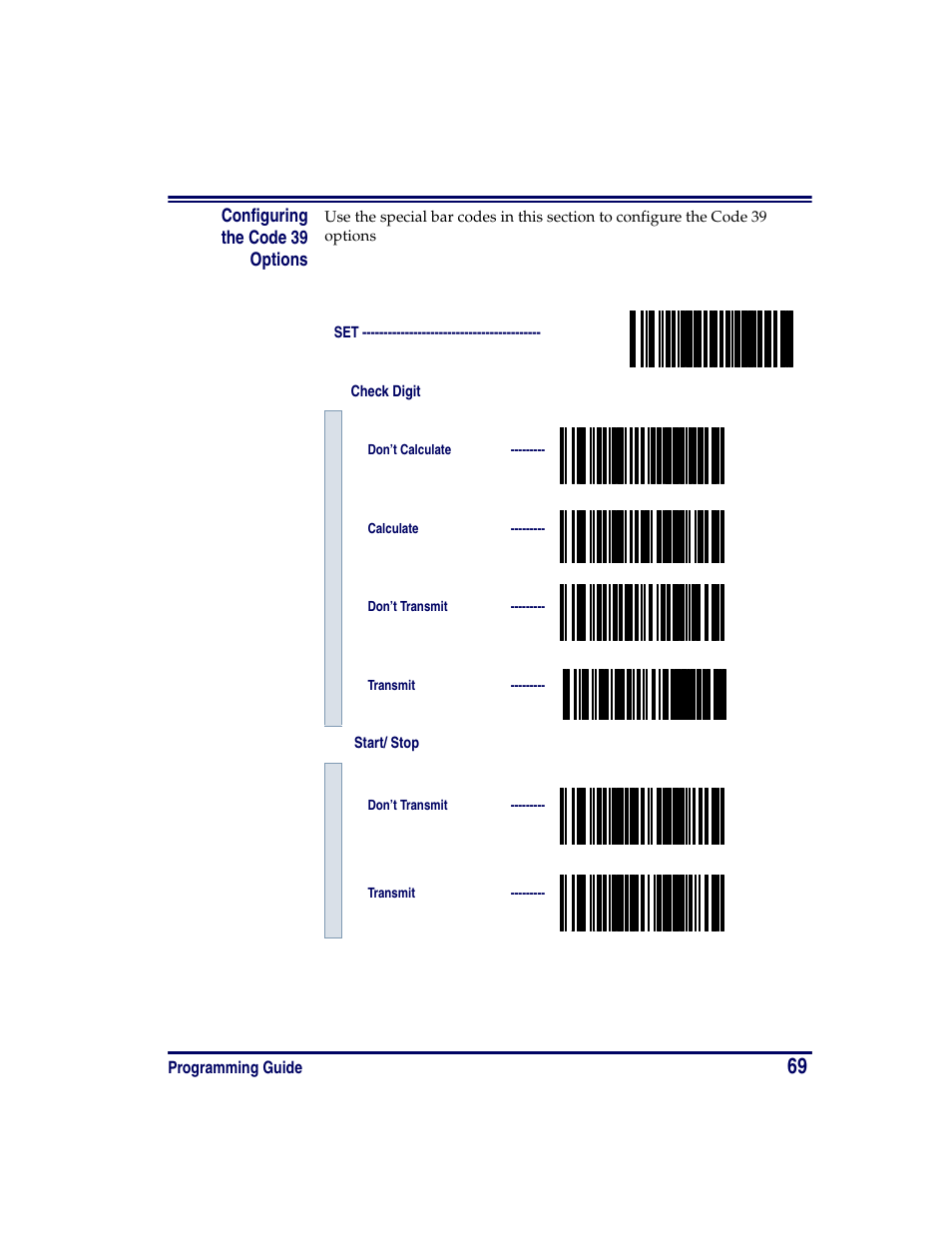 Configuring the code 39 options | Oregon PowerScan Handheld Laser Scanner User Manual | Page 75 / 156