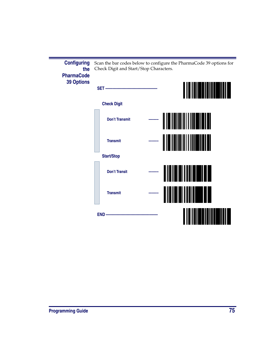 Configuring the pharmacode 39 options | Oregon PowerScan Handheld Laser Scanner User Manual | Page 81 / 156