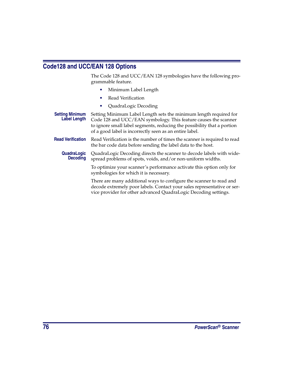 Code128 and ucc/ean 128 options | Oregon PowerScan Handheld Laser Scanner User Manual | Page 82 / 156