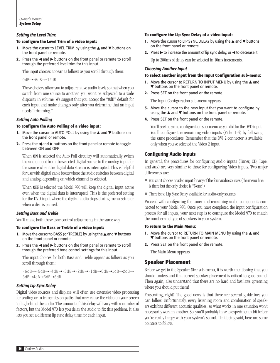 Outlaw Audio 970 User Manual | Page 26 / 48