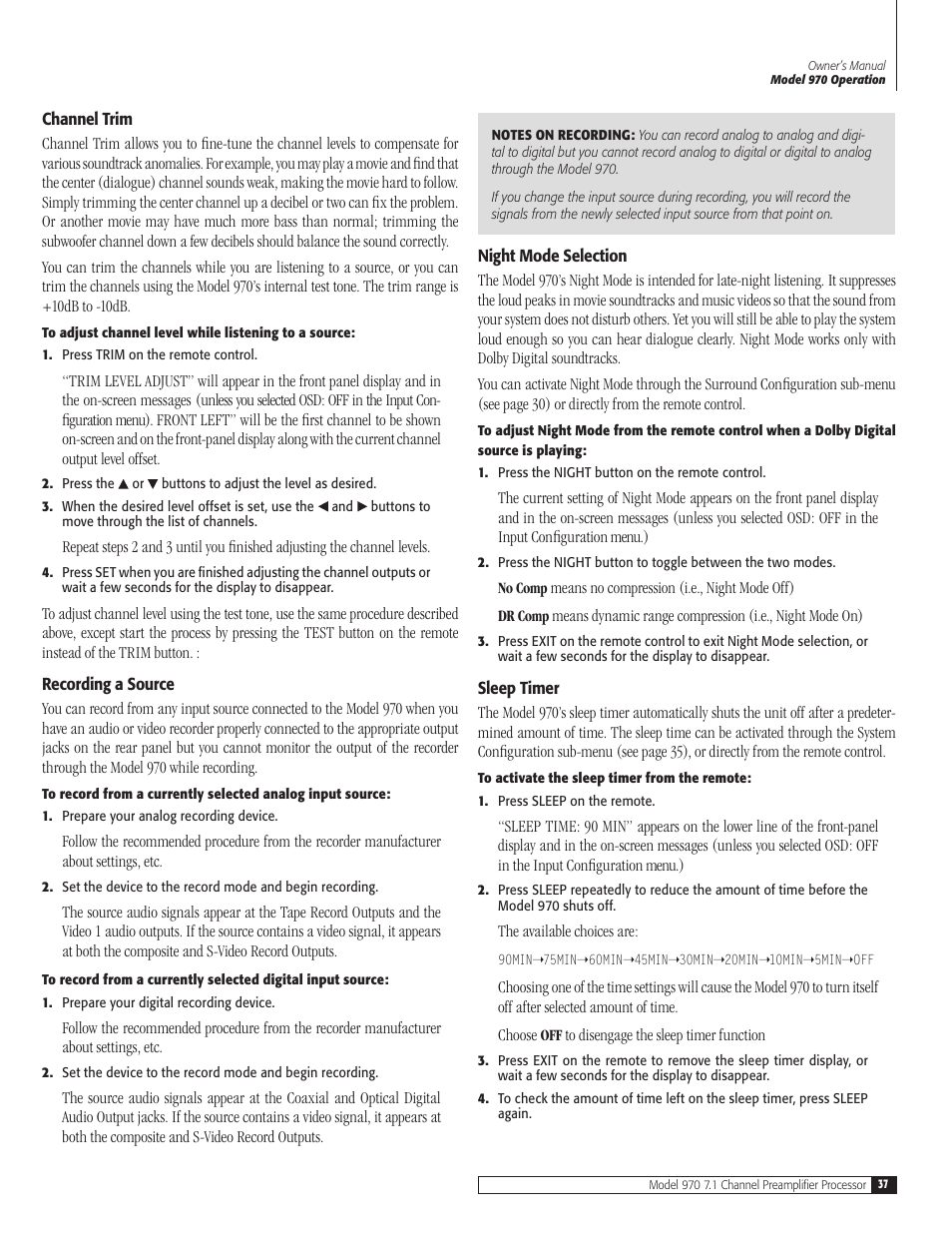 Outlaw Audio 970 User Manual | Page 37 / 48