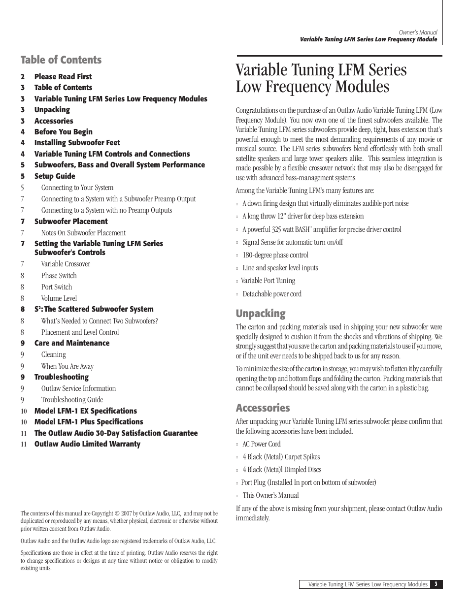 Outlaw Audio LFM-1Plus User Manual | Page 3 / 12
