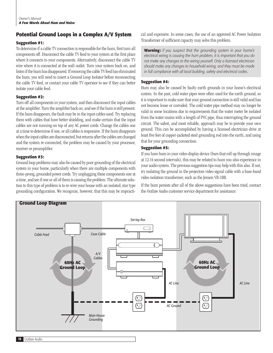 Potential ground loops in a complex a/v system | Outlaw Audio 7700 User Manual | Page 10 / 12