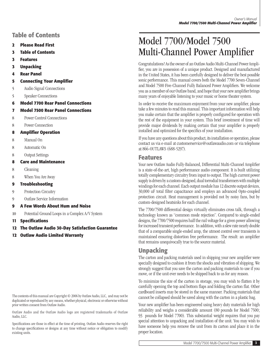 Outlaw Audio 7700 User Manual | Page 3 / 12