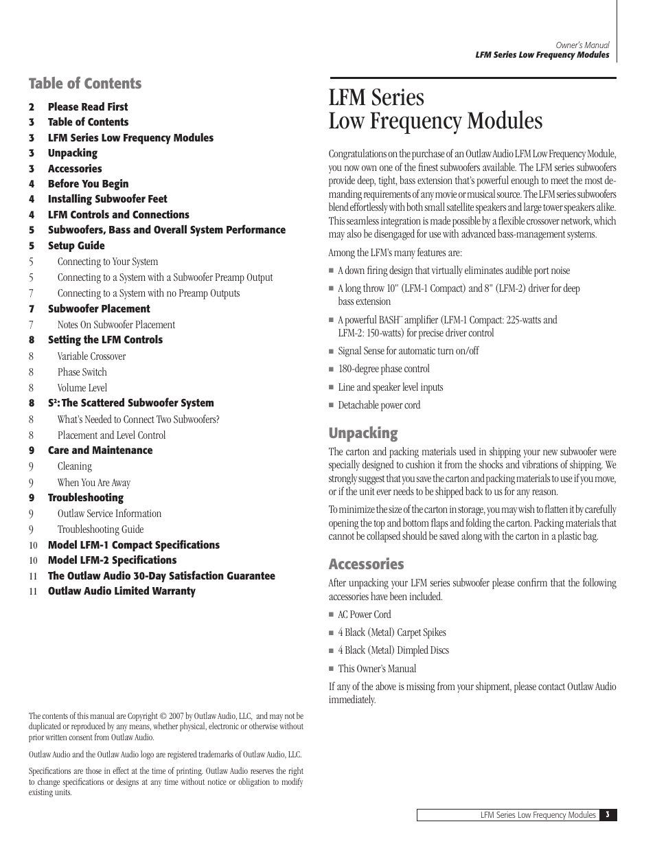 Outlaw Audio LFM-2 User Manual | Page 3 / 12