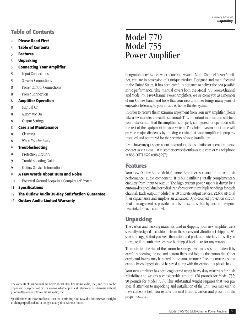 Outlaw Audio 770 User Manual | Page 3 / 12