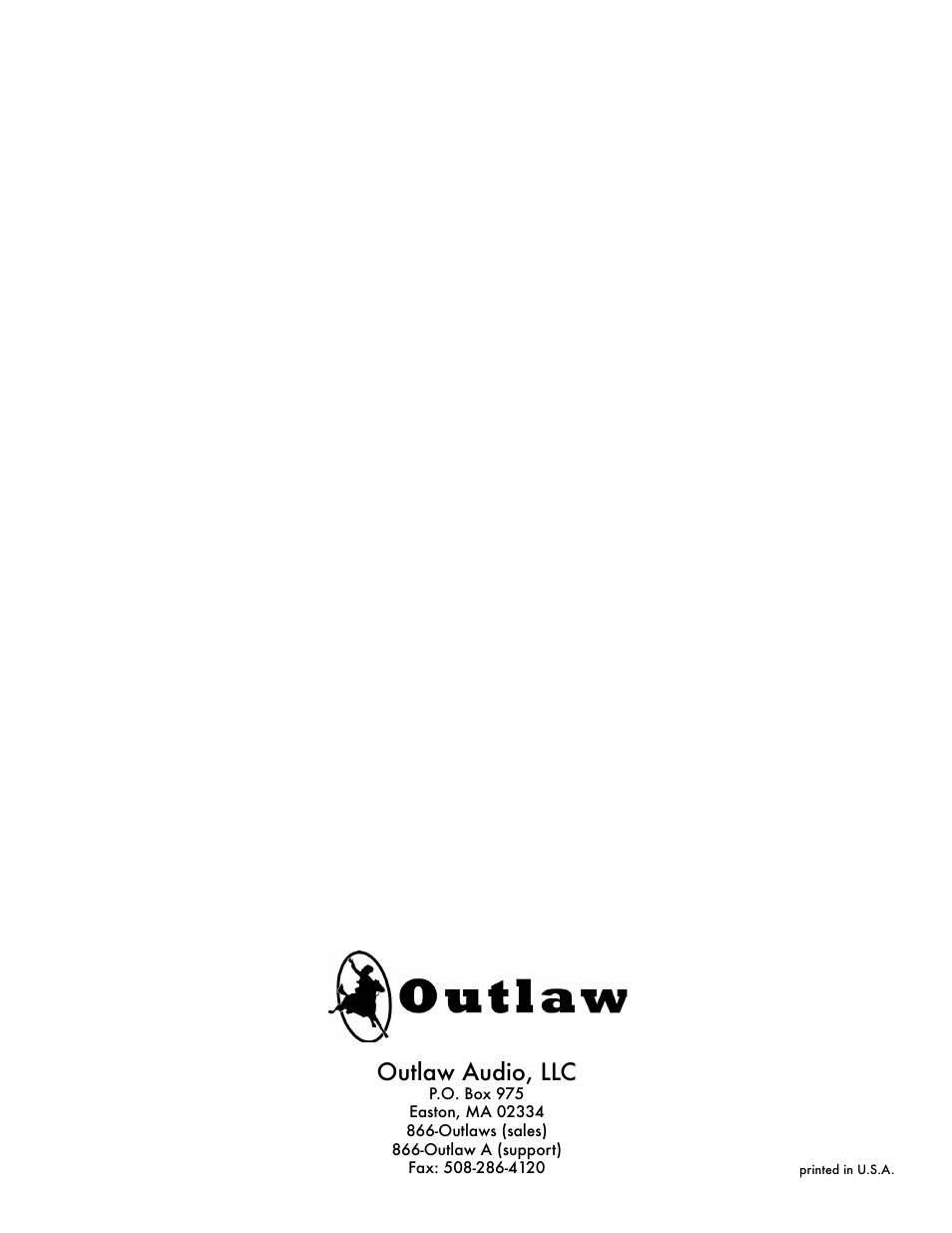 Outlaw audio, llc | Outlaw Audio 7100 User Manual | Page 12 / 12