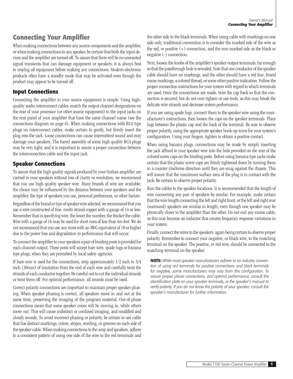 Connecting your amplifier | Outlaw Audio 7100 User Manual | Page 5 / 12