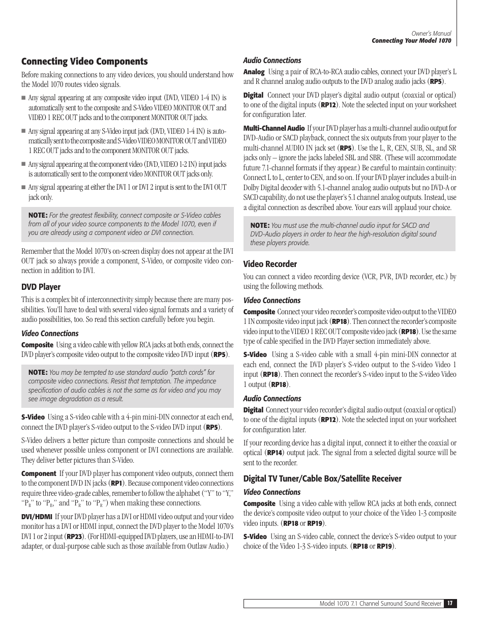 Outlaw Audio 1070 User Manual | Page 17 / 52