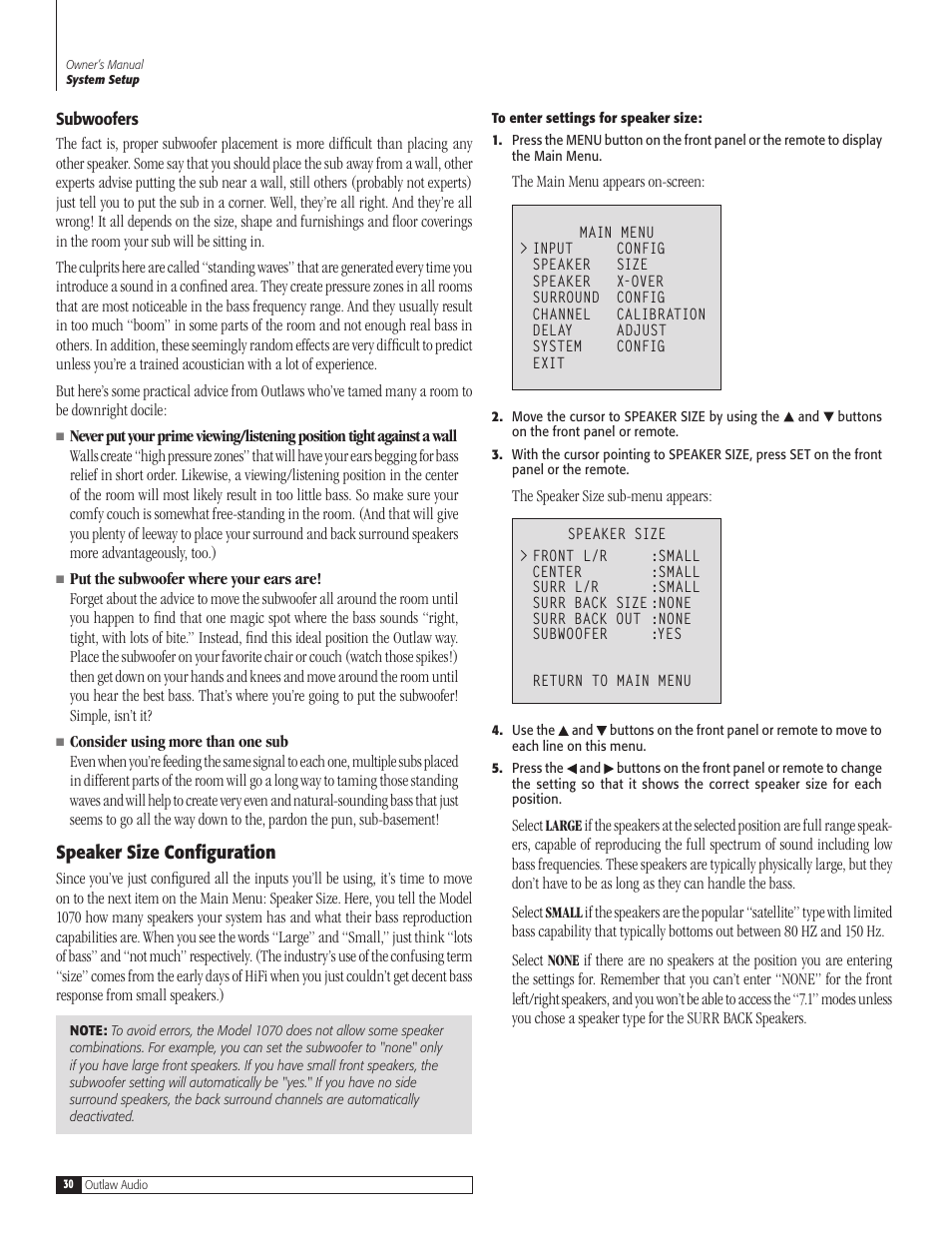 Outlaw Audio 1070 User Manual | Page 30 / 52