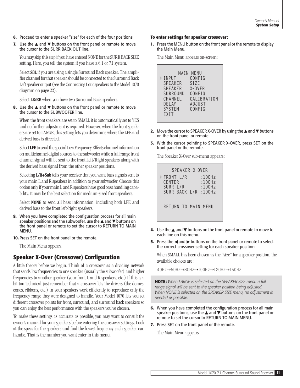 Outlaw Audio 1070 User Manual | Page 31 / 52