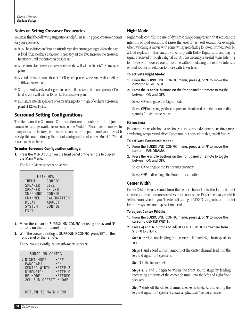 Outlaw Audio 1070 User Manual | Page 32 / 52