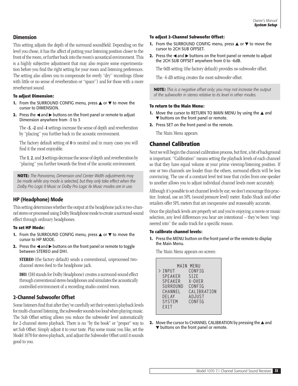 Outlaw Audio 1070 User Manual | Page 33 / 52