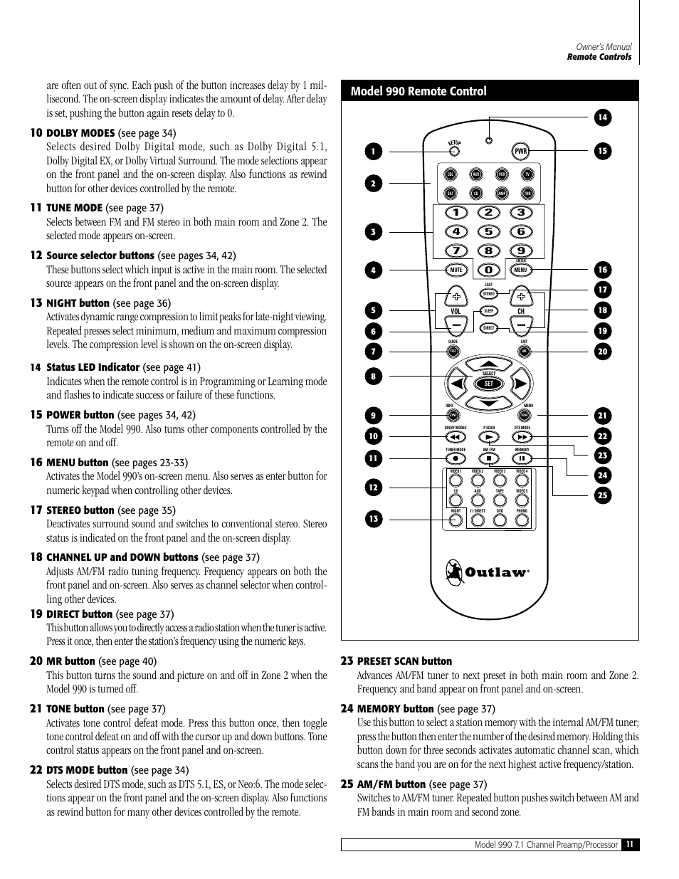 Outlaw Audio 990 User Manual | Page 11 / 52