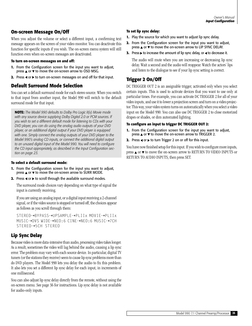 Outlaw Audio 990 User Manual | Page 25 / 52