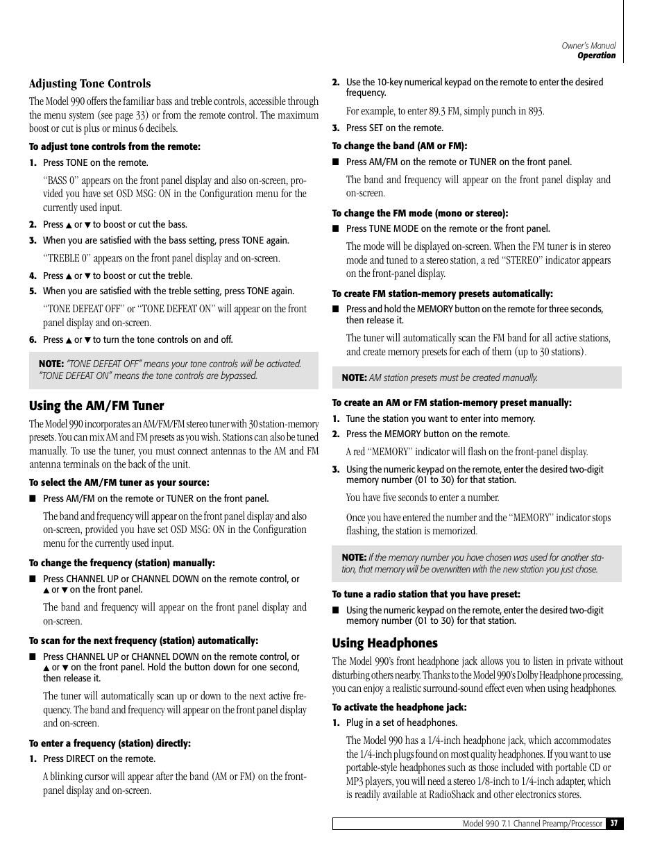 Outlaw Audio 990 User Manual | Page 37 / 52