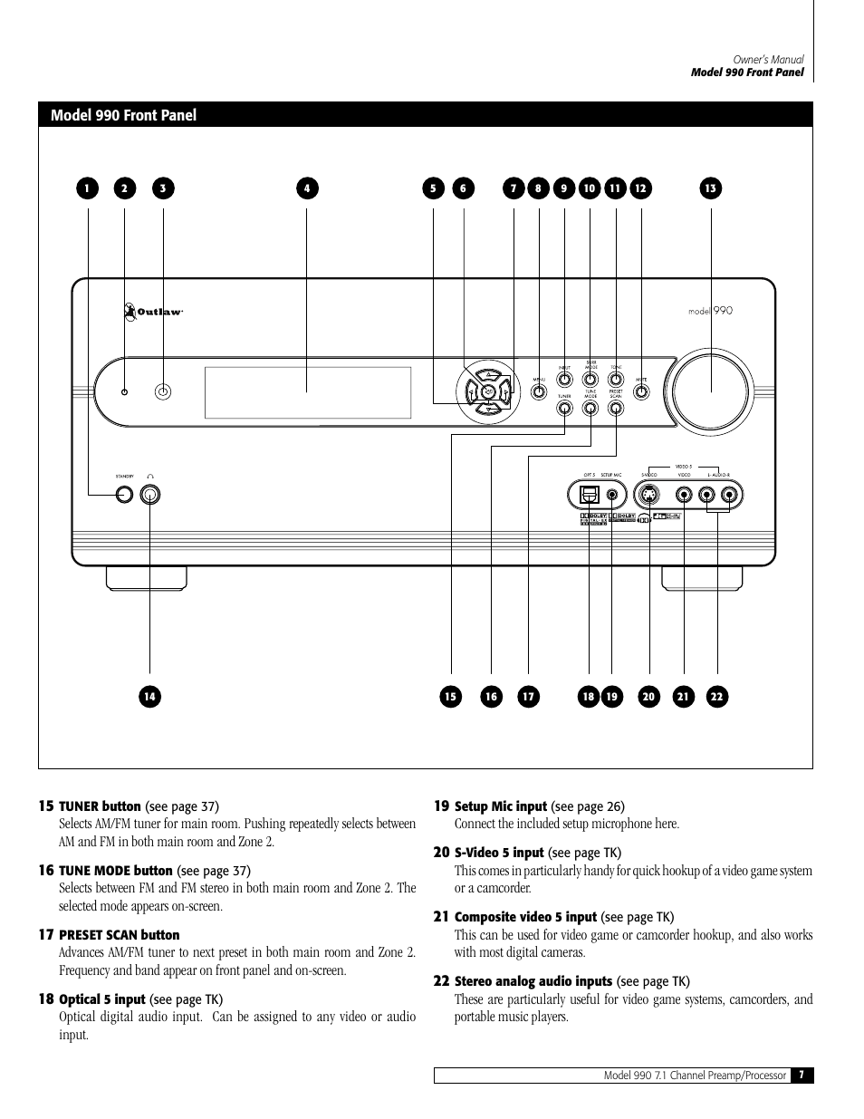 Outlaw Audio 990 User Manual | Page 7 / 52