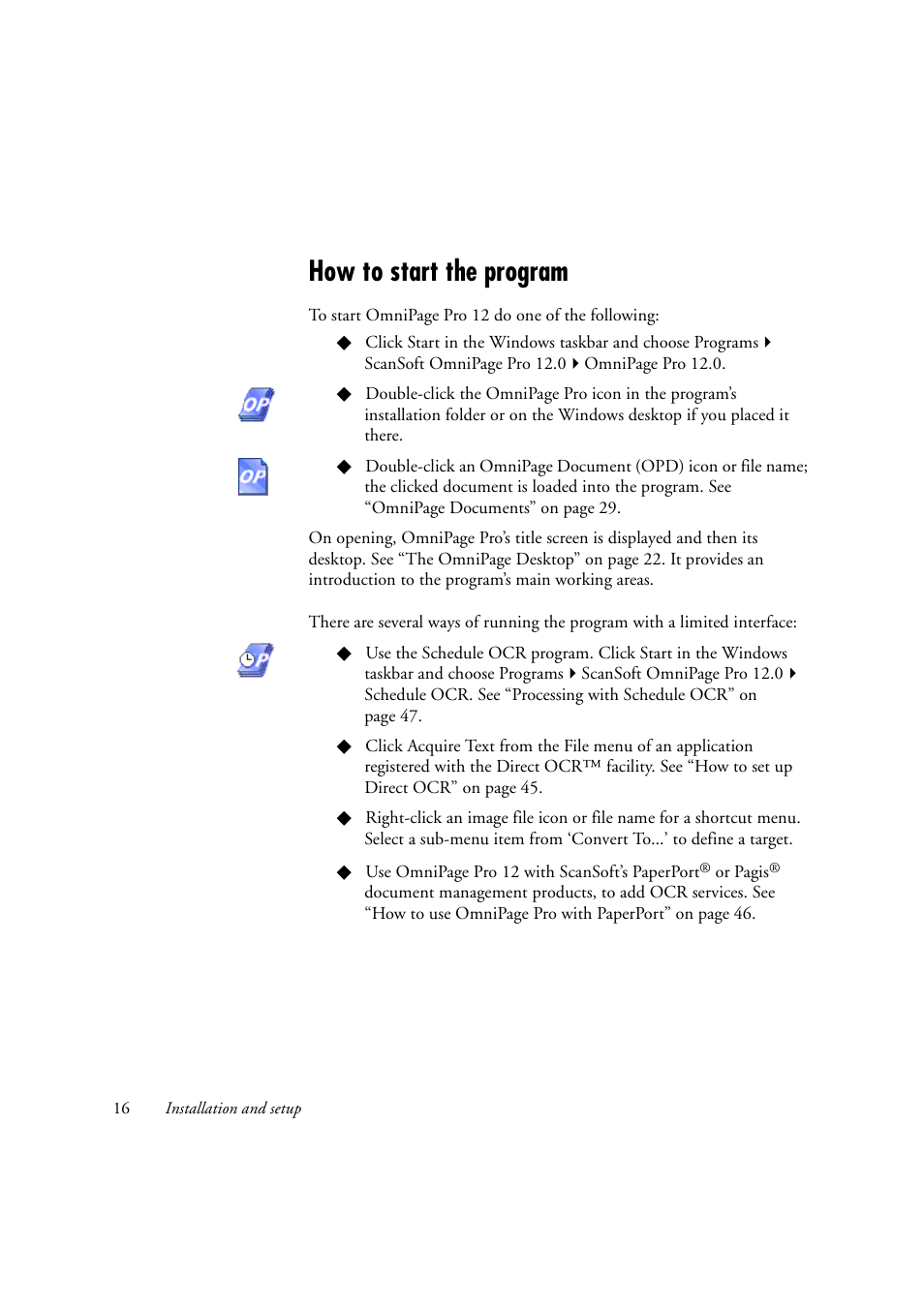 How to start the program | OmniWare Pro 12 ScanSoft User Manual | Page 16 / 100