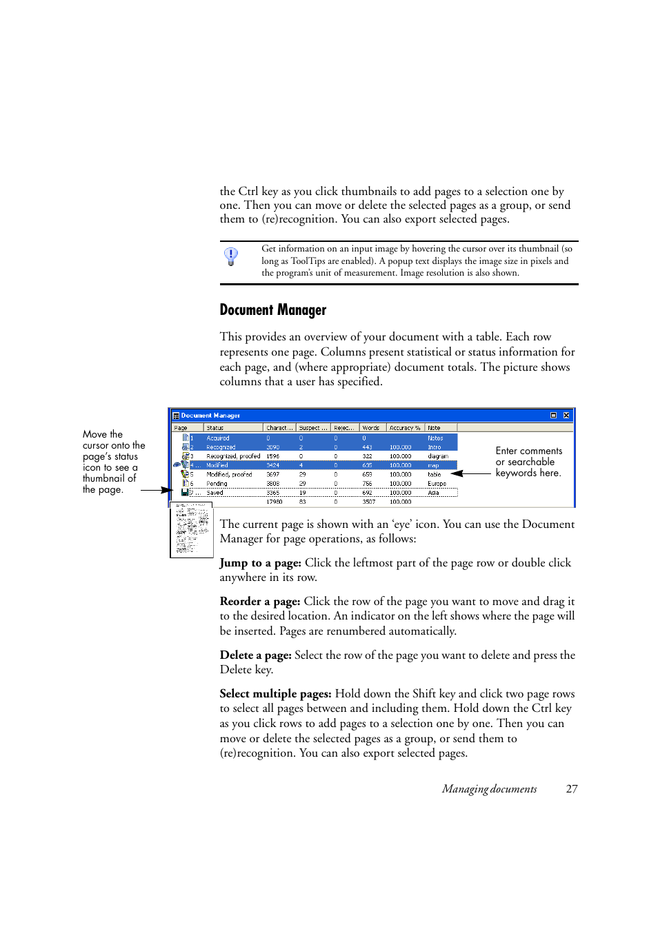 Document manager | OmniWare Pro 12 ScanSoft User Manual | Page 27 / 100