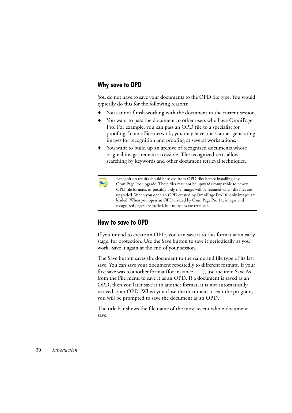 Why save to opd, How to save to opd | OmniWare Pro 12 ScanSoft User Manual | Page 30 / 100