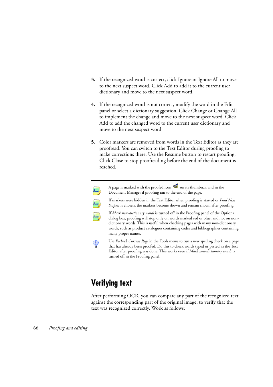 Verifying text | OmniWare Pro 12 ScanSoft User Manual | Page 66 / 100