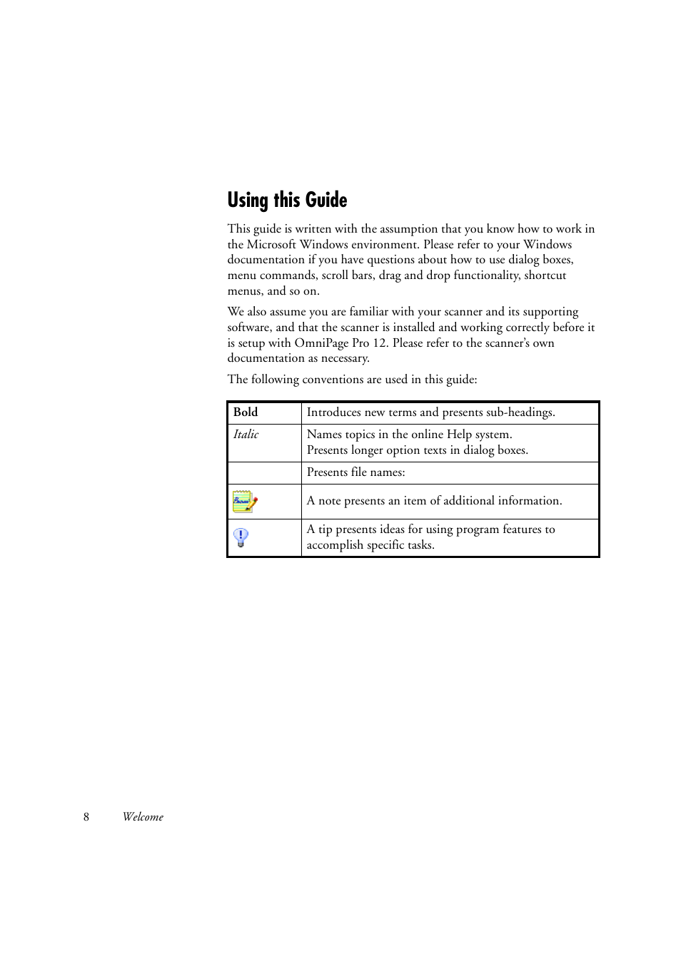 Using this guide | OmniWare Pro 12 ScanSoft User Manual | Page 8 / 100