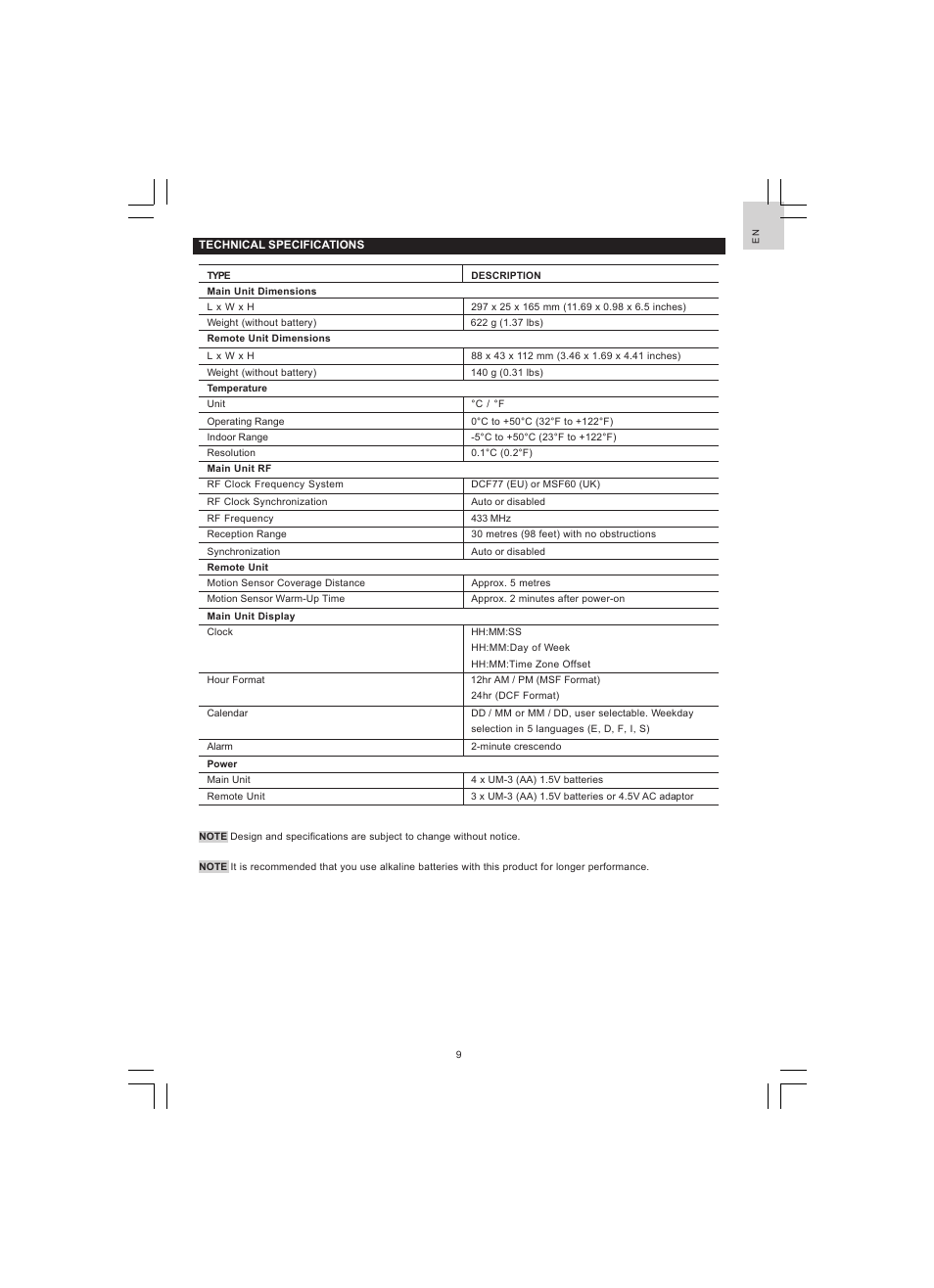 Oregon Scientific JUMBO RF WALL CLOCK WITH NIGHT SENSOR NR868 User Manual | Page 10 / 13