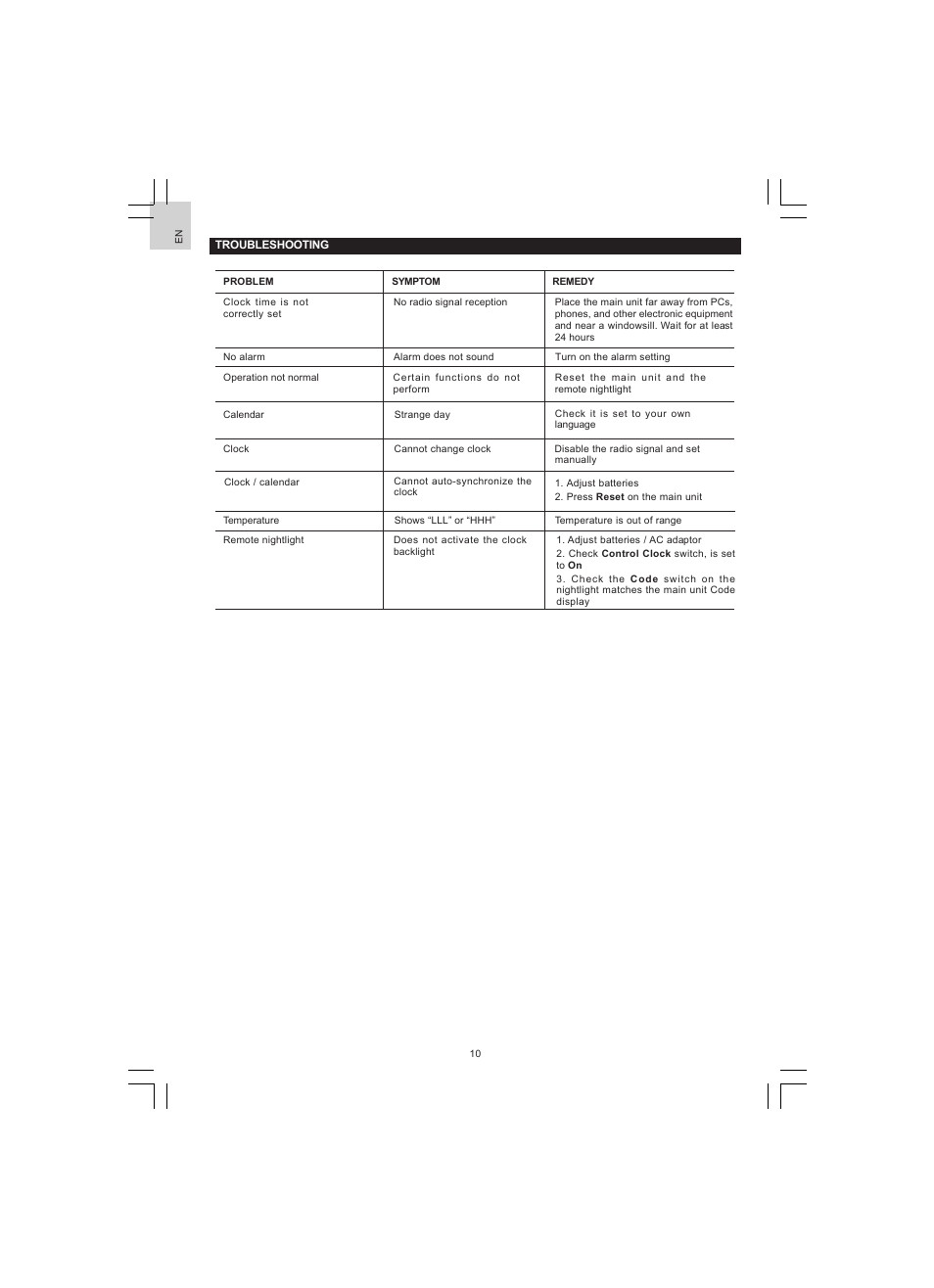 Oregon Scientific JUMBO RF WALL CLOCK WITH NIGHT SENSOR NR868 User Manual | Page 11 / 13